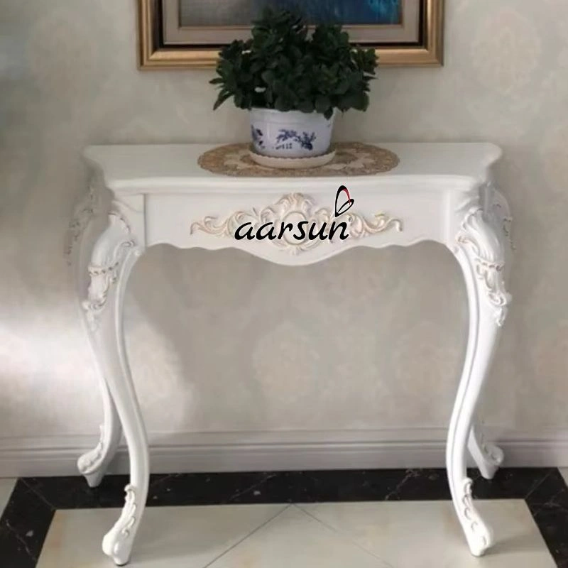 Classic Handcrafted Designer White Finish Console Table