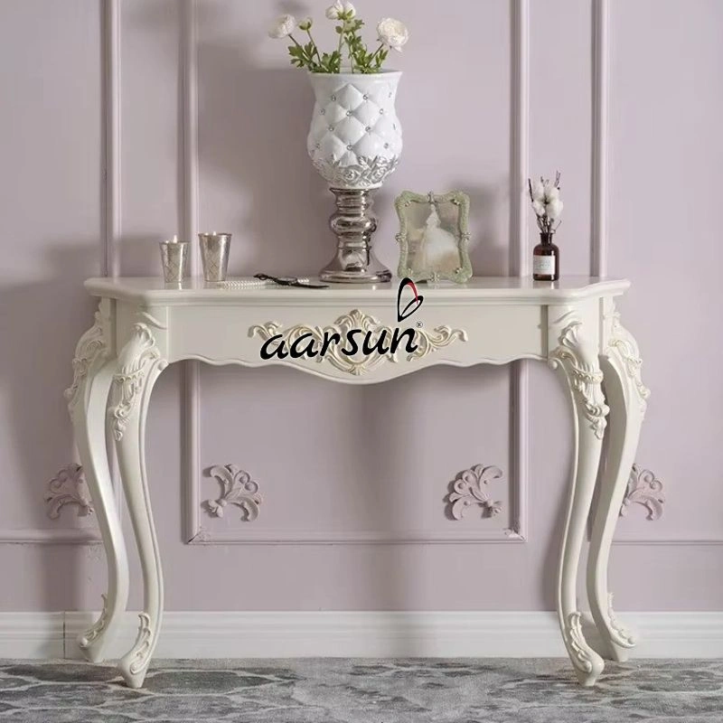 Classic Handcrafted Designer White Finish Console Table