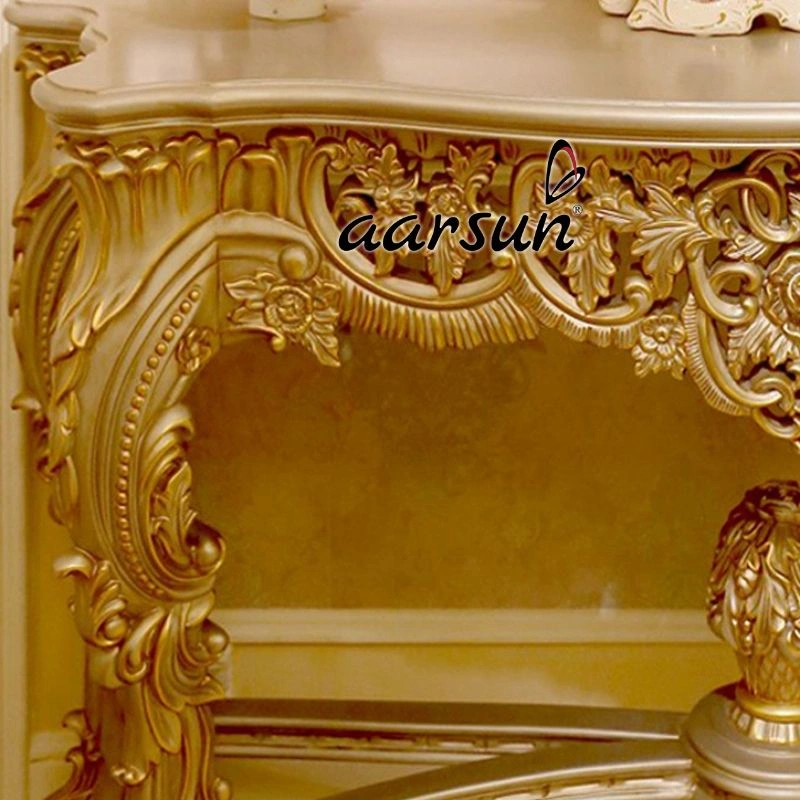 Handcrafted Royal Entrance Console Table with Gold Carving