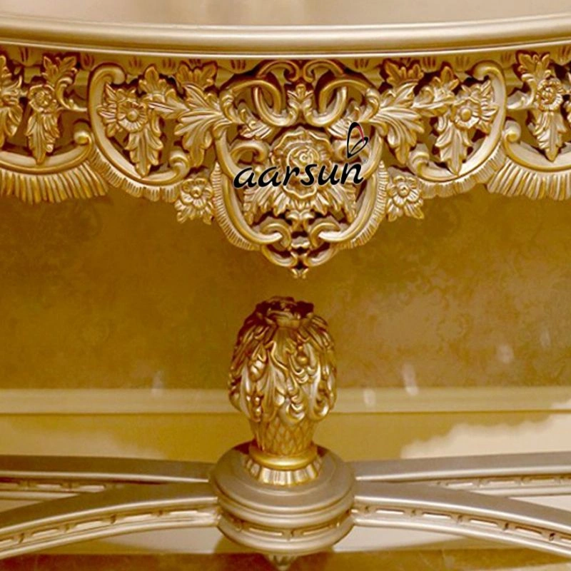 Handcrafted Royal Entrance Console Table with Gold Carving