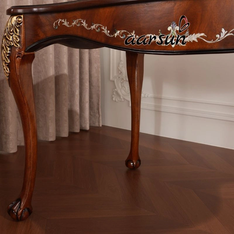 Vintage Entryway Console Table with Intricate Hand Carving