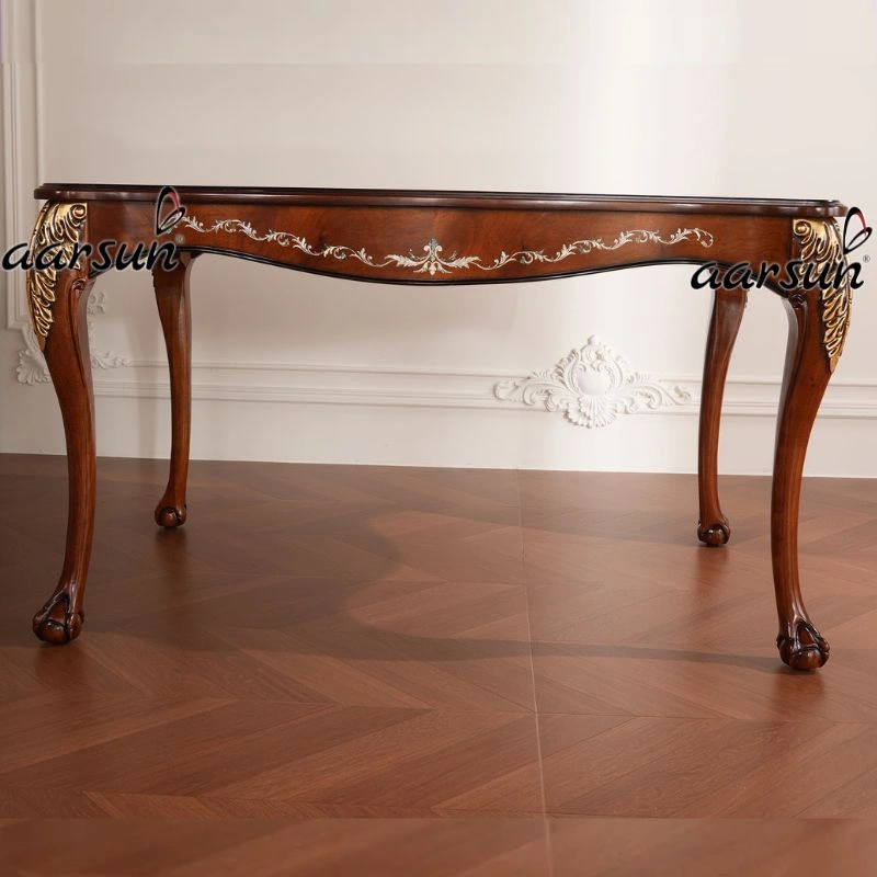 Vintage Entryway Console Table with Intricate Hand Carving