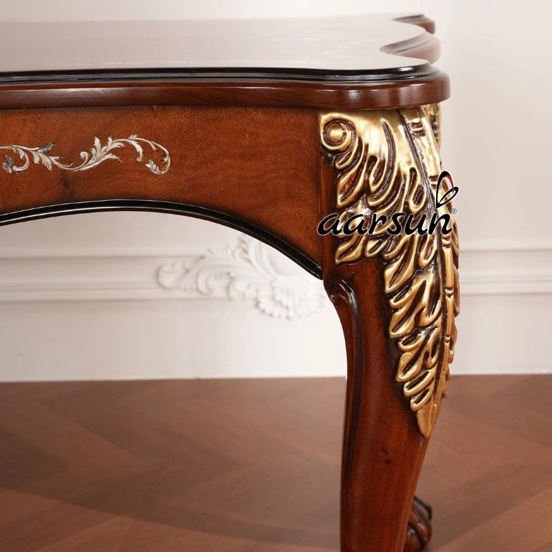 Vintage Entryway Console Table with Intricate Hand Carving