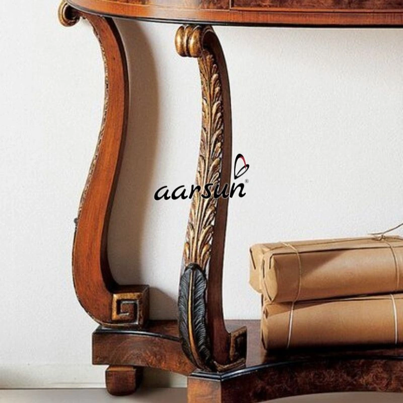 Elegant Semi Circle Wooden Console Table with Drawer