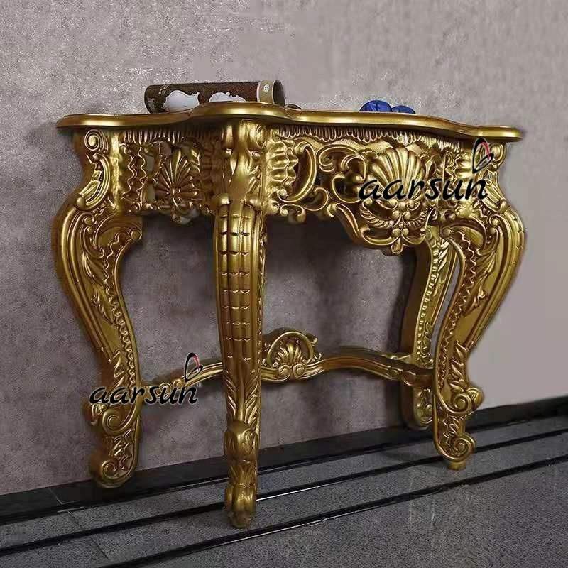 Opulent Golden Finish Console Table Design
