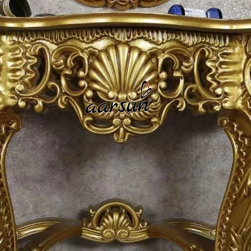 Opulent Golden Finish Console Table Design