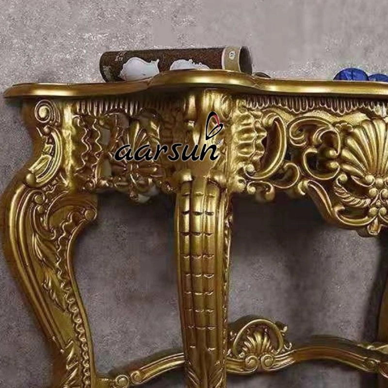Opulent Golden Finish Console Table Design